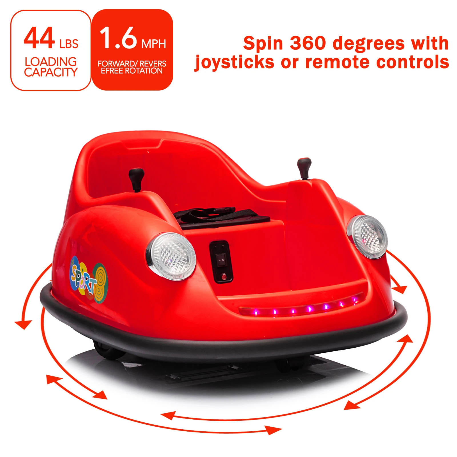 Voitures de pare-chocs, voiture électrique pour enfants, cadeau de voiture de pare-chocs, voiture à batterie 12V pour télécommande pour enfants, rotation à 360 degrés