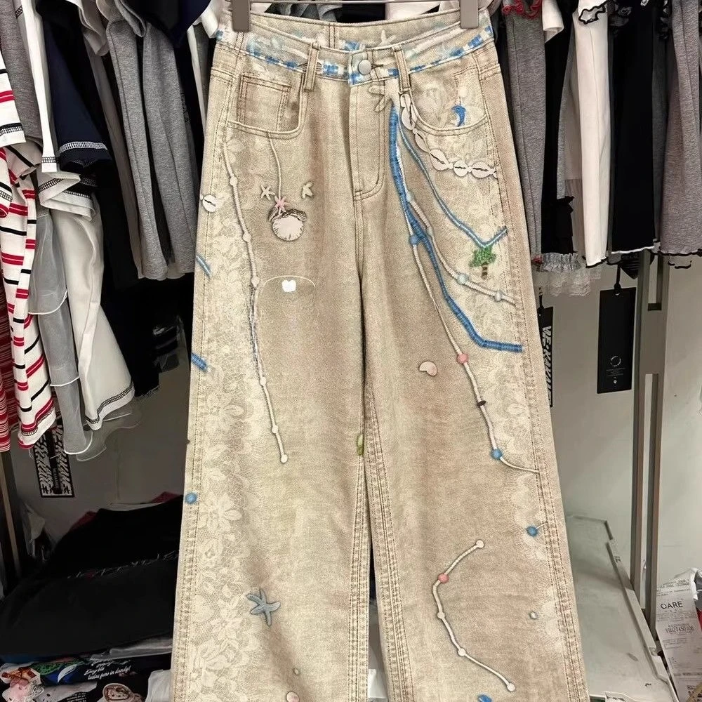 

Summer New Spicy Girl Jeans Woman Korean Low-waisted Wide-leg Pants Holiday All Match Pantalones Vaqueros Mujer Y2k Pants
