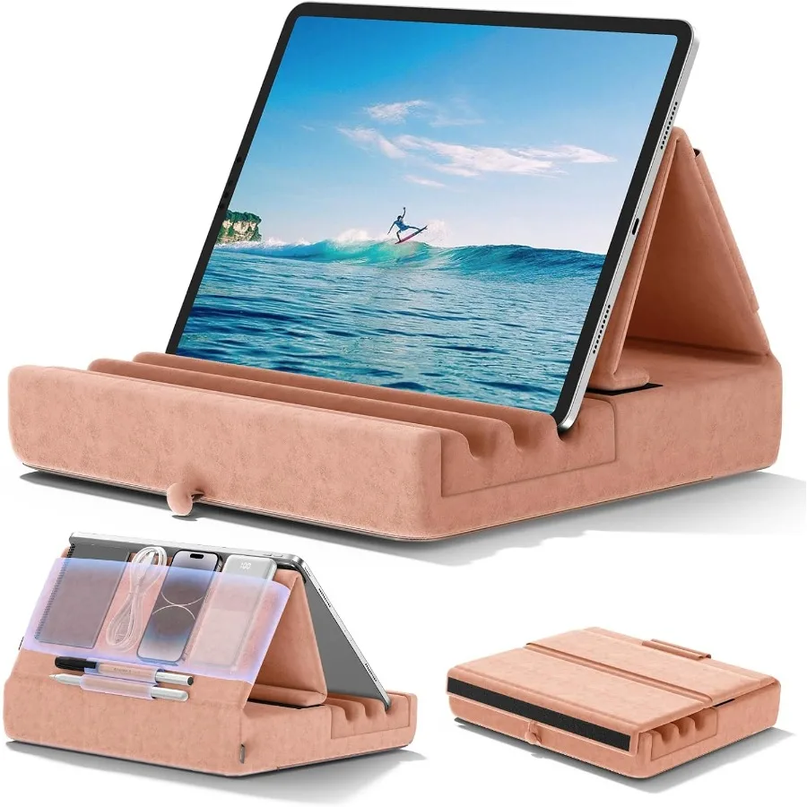 

Держатель подушки для планшета Складная подставка для iPad для кровати и настольного планшета Мягкая док-станция для планшета с карманным креплением для стилуса, совместимая с iPa