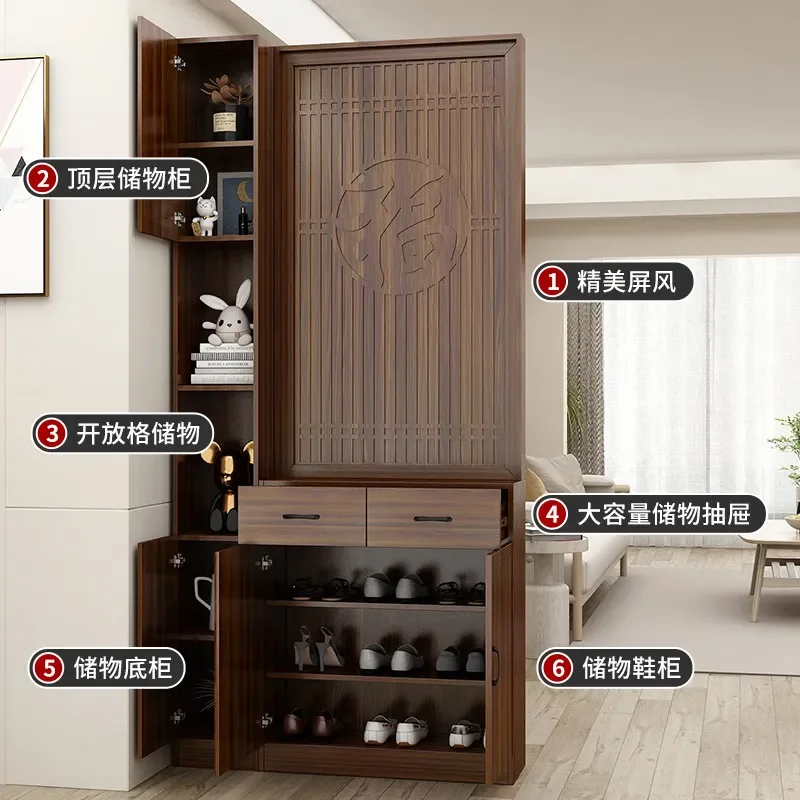 New Chinese Style Screen Entrance Cabinet Partition for Living Room Office Decorative Storage Console Table Hallway Entryway