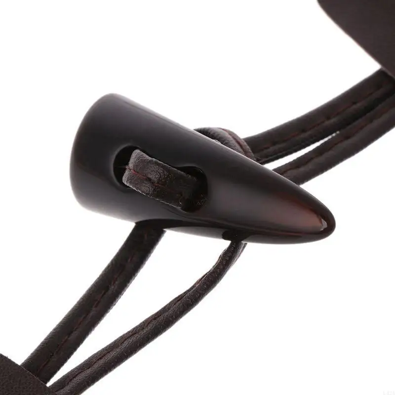 L43A 6 Pairs Leather Horn Toggle Closure Buttons Coat for Jacket Duffle Shawl Clothes