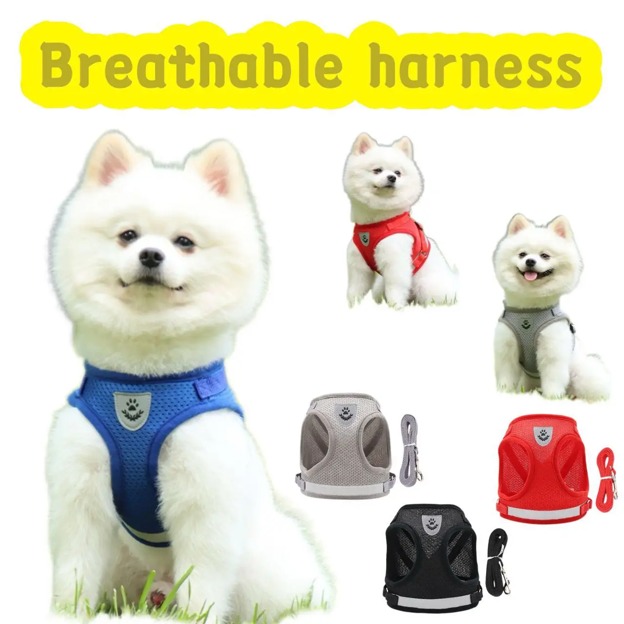 

Adjustable Breathable Pet Dog Cat Harness and Leash Escape Proof Cat Vest Harness Puppy Dog Kitten Leads Reflective Cat Collar