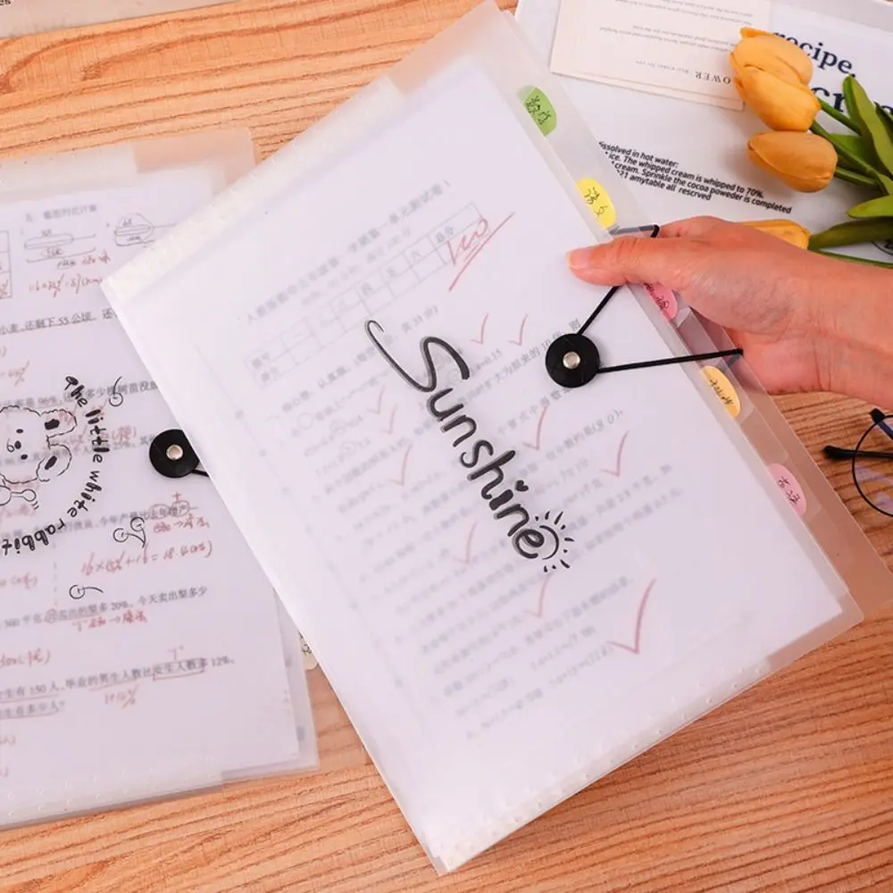 Cartoon Waterproof A4 File Folder Large Capacity 8 Pockets Test Paper Storage Folder PP File Organizer Student