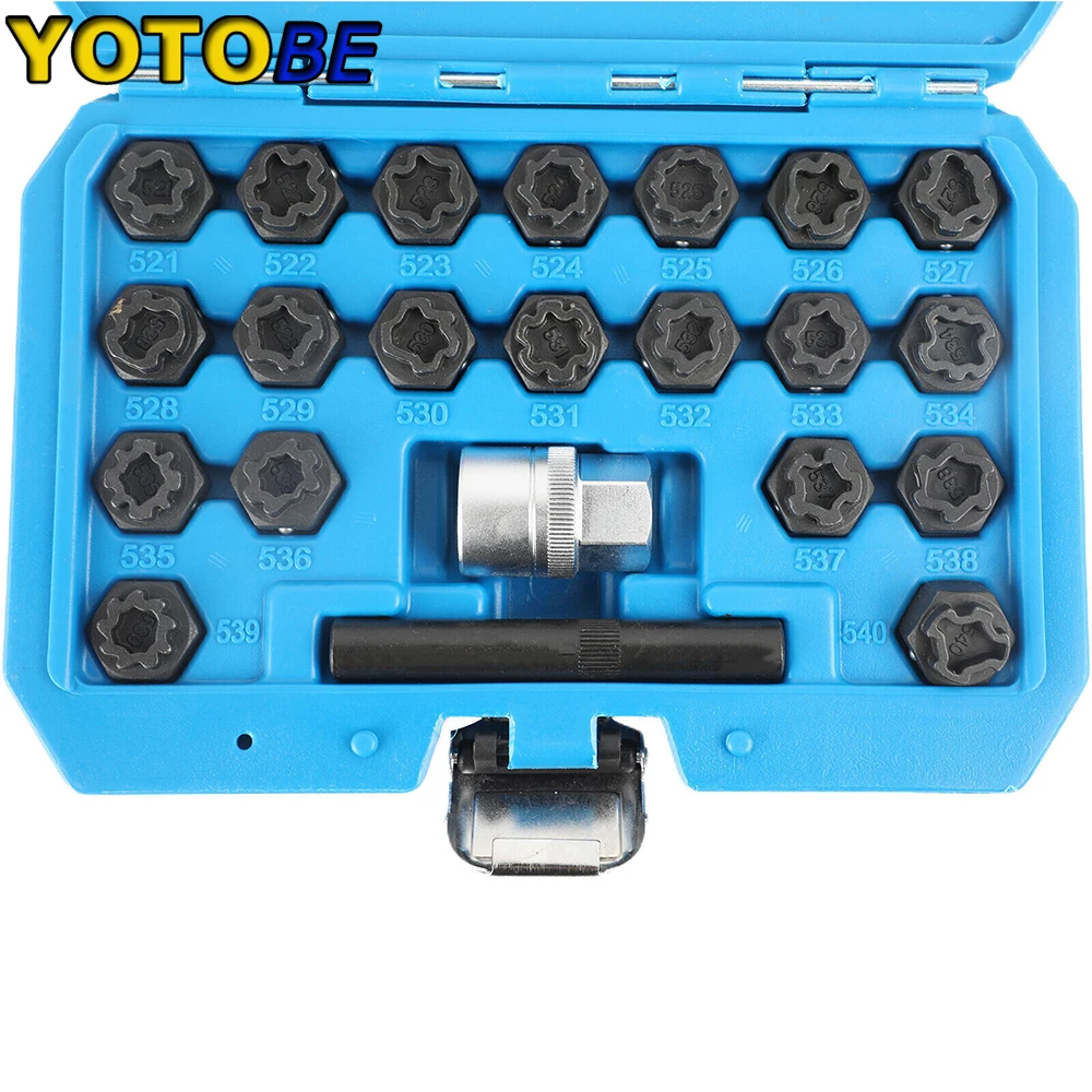 22Pcs Wheel Lock Sets Special Tire Anti-theft Screws Removal And Install Key Socket Sleeve Tool Kits For VW 521-540