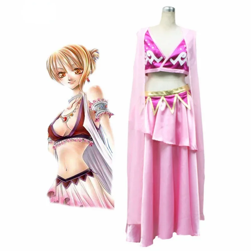 

Anime One Piece Nami Cosplay Costume Alabasta Kindom Version For Halloween Pink Outfits