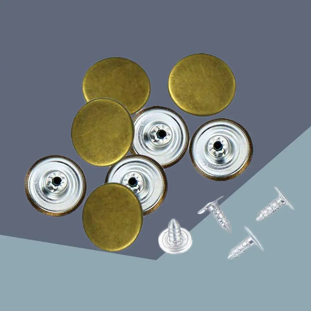 

40Sets Jeans Buttons Metal Snap Fasteners 17mm Bronze Rivet Durable Quick Install for Denim Bags Rucksack Bronze Button