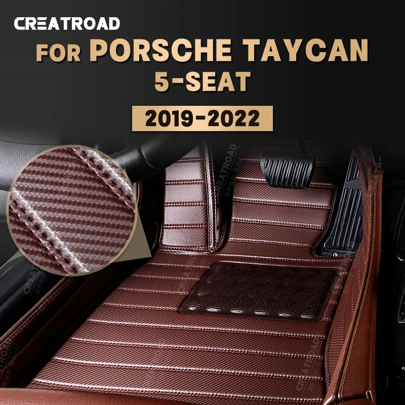 

Custom Carbon Fibre style Floor Mats For Porsche Taycan 5-Seat 2019-2022 20 21 Foot Carpet Cover Auto Interior Accessories