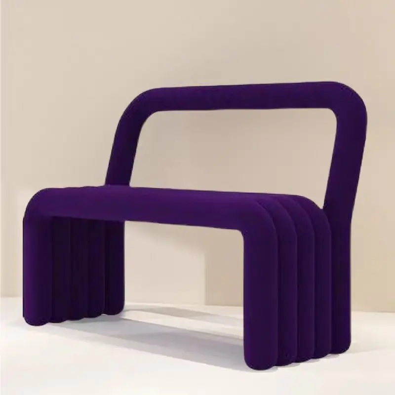 Artistic bench with a backrest, wrought iron bent tube chair,  leisure chair, indoor chair, backrest dining chair
