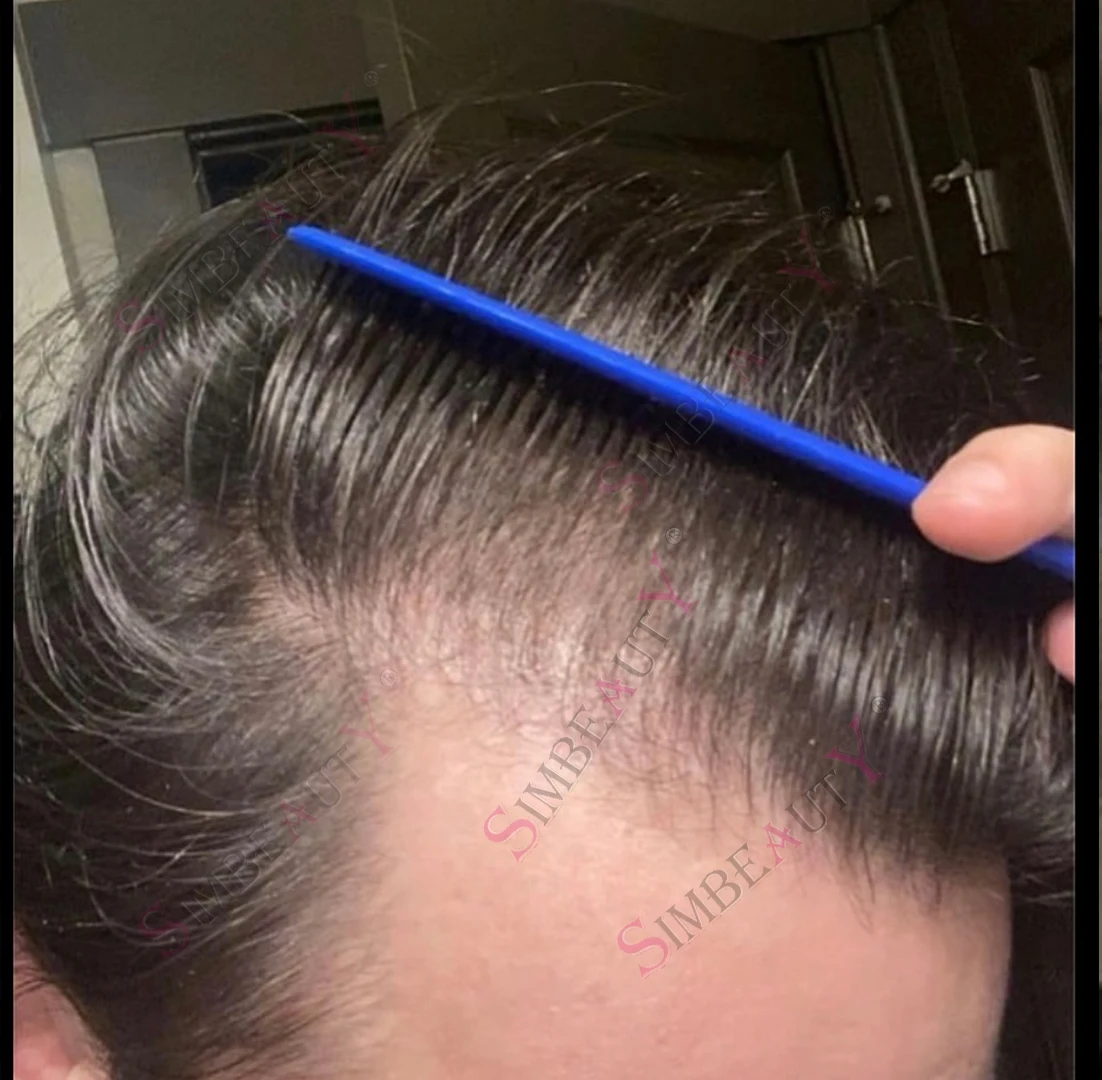 

80% Плотность Необнаружимая 0,02 мм Супер натуральная линия волос Тонкая кожа 1b50 1b40 Серый блондин Мужской парик Человеческие волосы Капиллярный протез