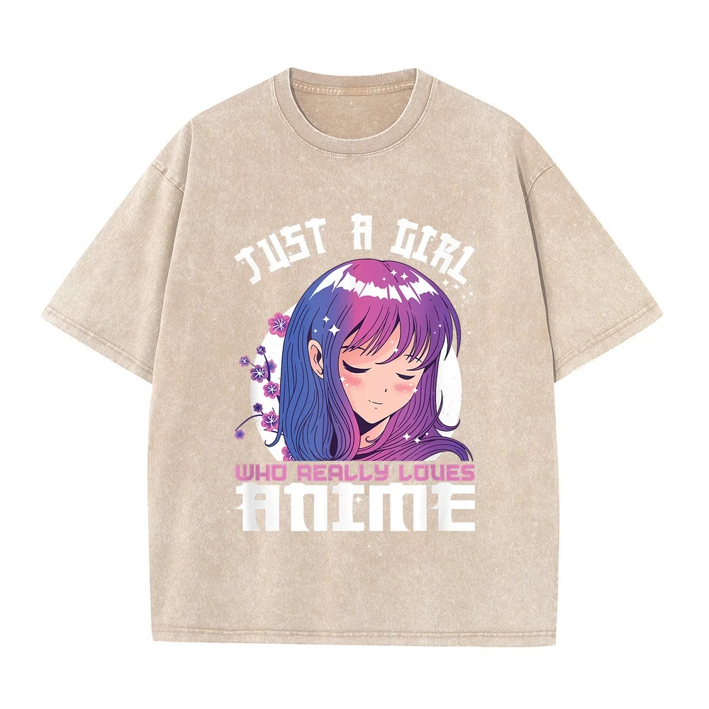 Anime Gifts for Teen Girls Just A Girl Who Loves T-Shirt T Shirt Man Футболка Y2k Unisex Medium Cotton Tee Casual Funny Quote