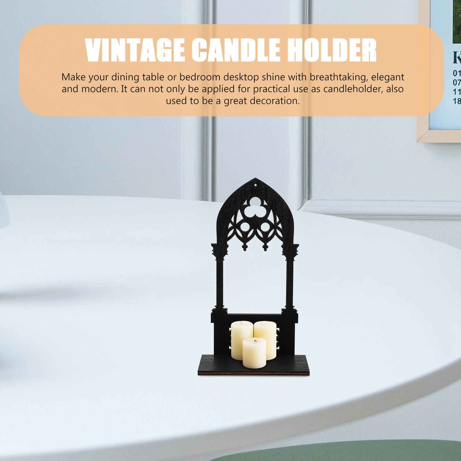 

1 Pair Vintage Gothic Holder Black Tabletop Decor Home Bar Restaurant Desktop Centerpiece Tea Light Stand Pillar Base