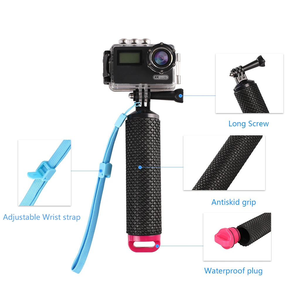 Floating Hand Grip for Go Pro Hero 10 9 8 7 6 5 4 Black for DJI Action Insta360 for Xiaomi Yi 4K Hand Mount Float Accessory