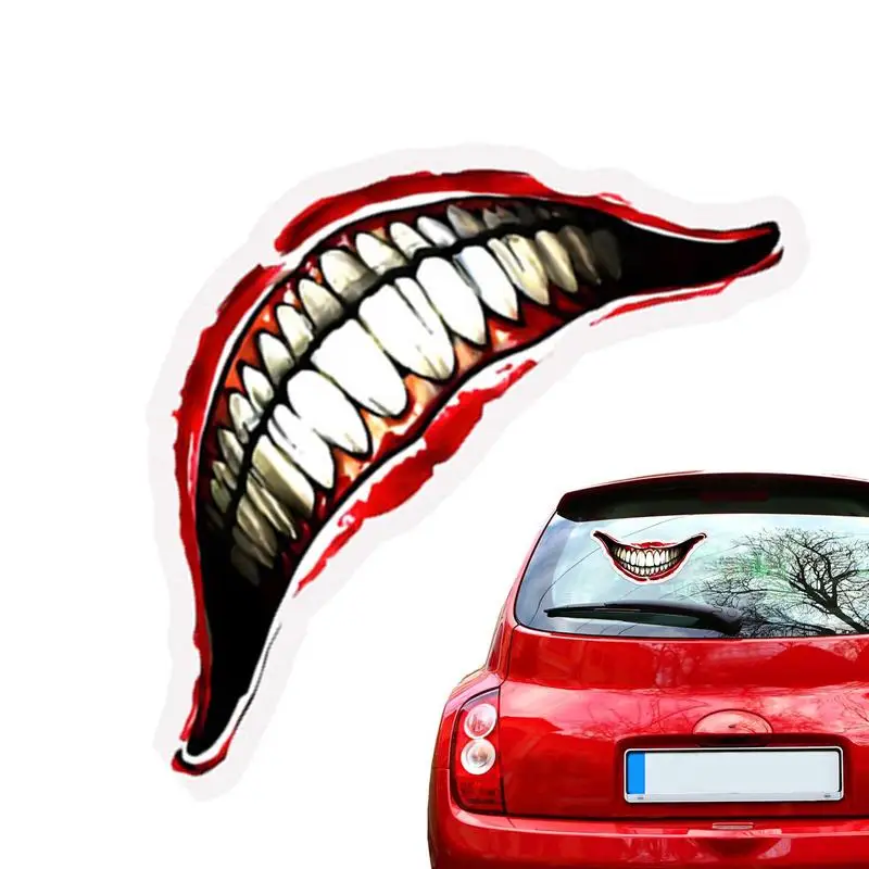 car Blood Stickers Halloween Horror BigMouth Face Sticker Funny Makeup Party WaterproofTattoo Sticker Creepy Smile Teeth Decals