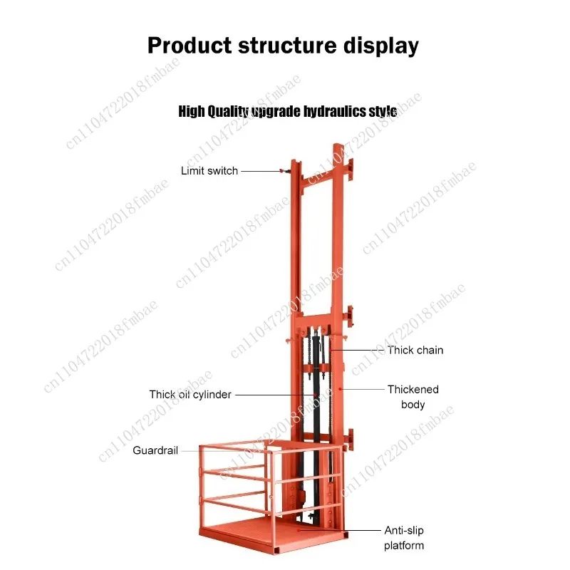 Electric Chain Hoist 500kg 1Ton Load Vertical Cargo Lift Hydraulic Small Home Warehouse Lift 2-10m Lifting Height