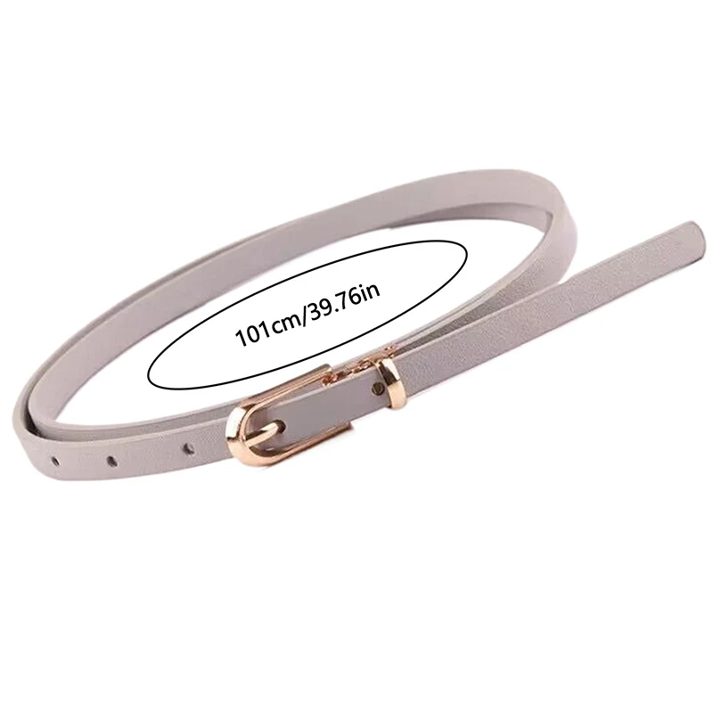 1PC Fashion Black White Gray Women Belts Thin Skinny Waistband Pin Buckle Adjustable Belt Summer Dress Jeans Strap Pu Belts