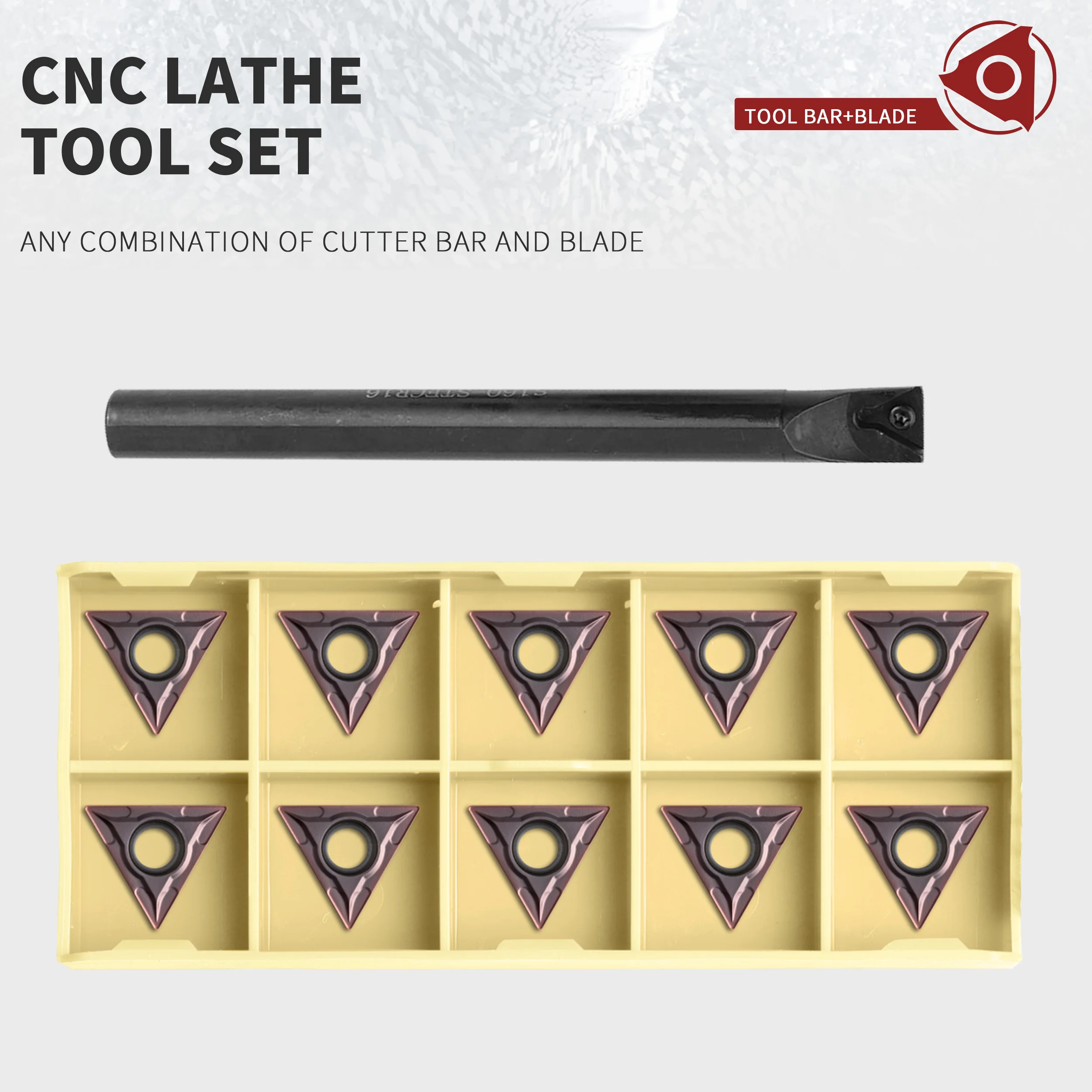 S16Q/S20R/S25S/STFCR16 STFCL Lathe Internal Turning Tools Holder 91° +10Pcs TMGT Machine Carbide insert Set Good Wear Resistance