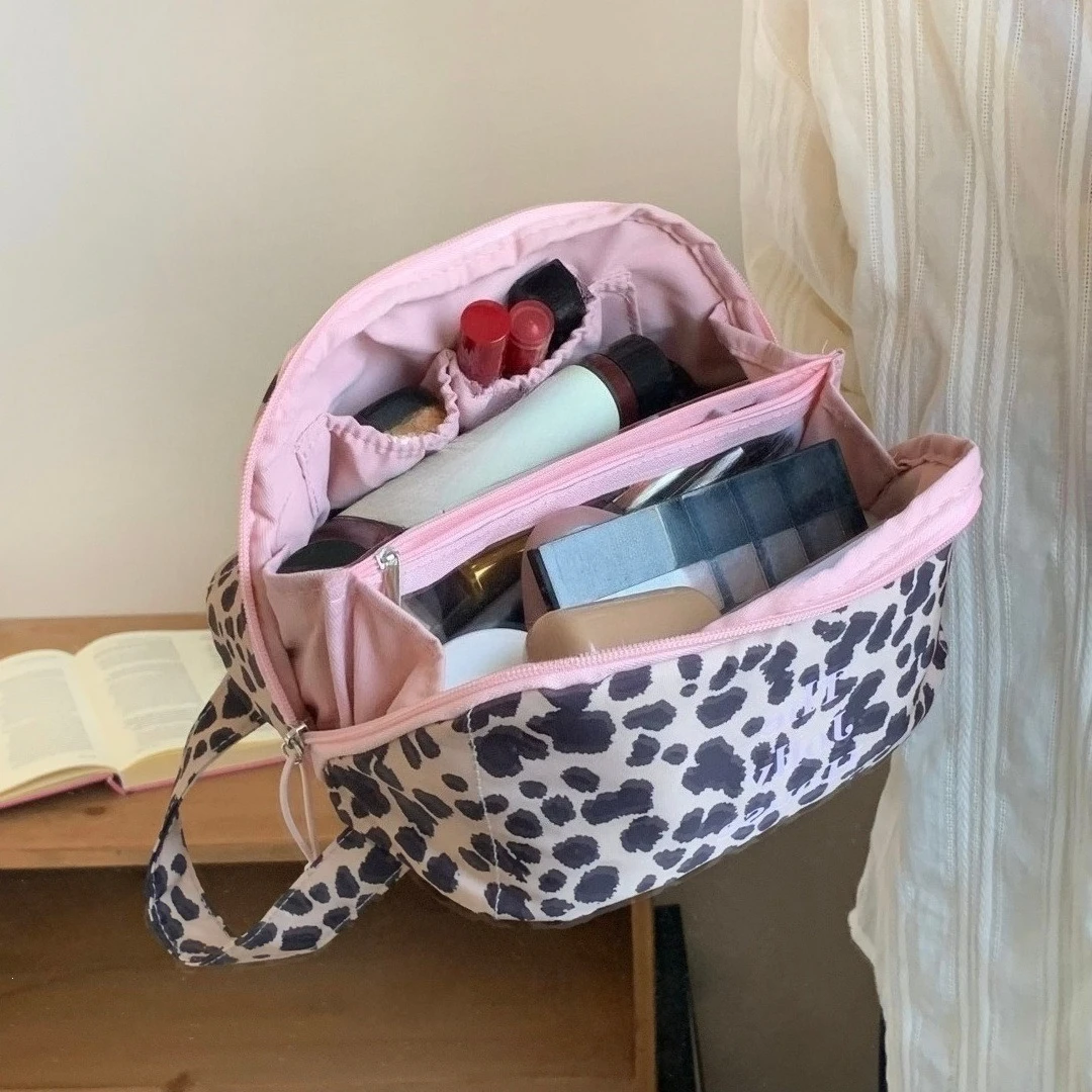 Leopard Print Makeup Bags Toiletry Bag Cosmetic Organizer Case Women's Large Capacity Cosmetic Bag Portable Storage Handbag
