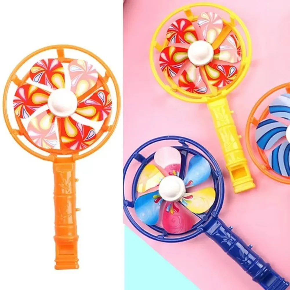 Moulin à vent créatif arc-en-ciel, 10 pièces, poignée sifflante, molette, Spinner à vent, jouets éducatifs rétro couleur bonbon pour enfants