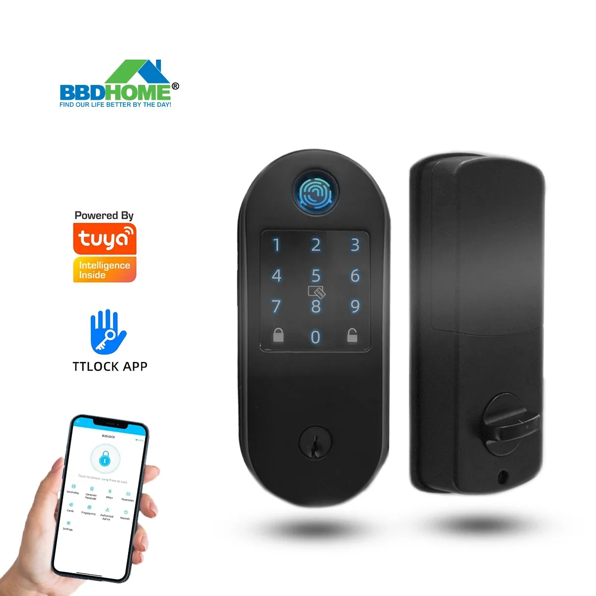 

BBDHOME Keypad Wireless Digital Fingerprint Password Card Door Handle Lock Electronic TTLock Smart Door Lock