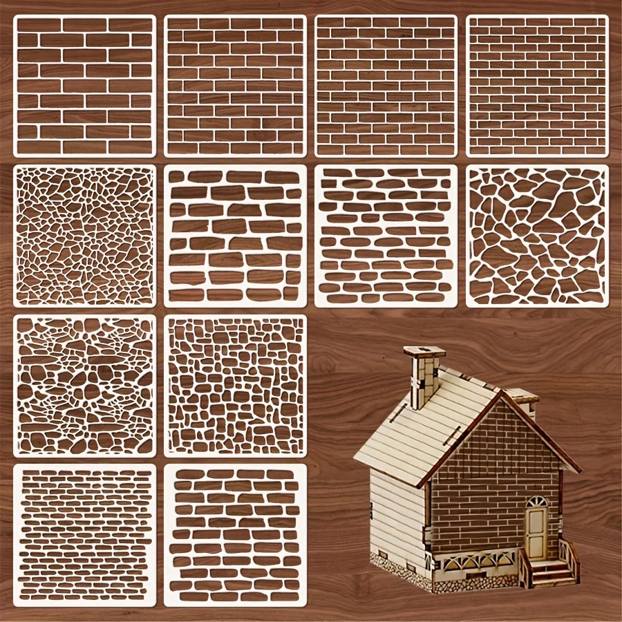 12-Piece Set 5.9x5.9inch Reusable Plastic Stencils, Suitable for DIY Art, Scrapbooking and Home Decoration - Versatile Painting Stencils for Walls, Floors, Tiles and Canvas