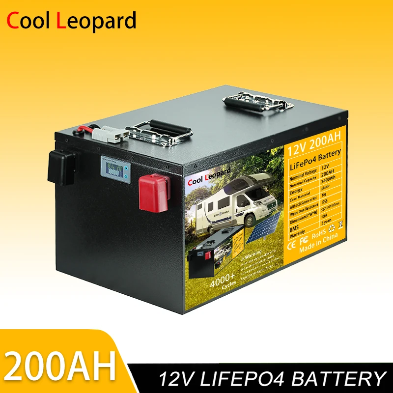 

Lithium Iron Phosphate High Energy Battery 12V 200Ah for Touring RV SUV Van Truck Outdoor Solar Searchlight Battery