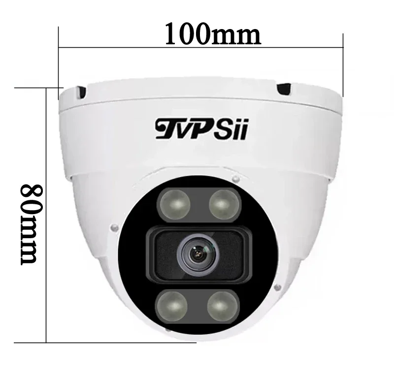 4pcs Array Leds 4K 8MP IMX415 Waterproof White Metal Audio CMOS Dome Hemisphere Surveillance Security AHD CCTV Camera