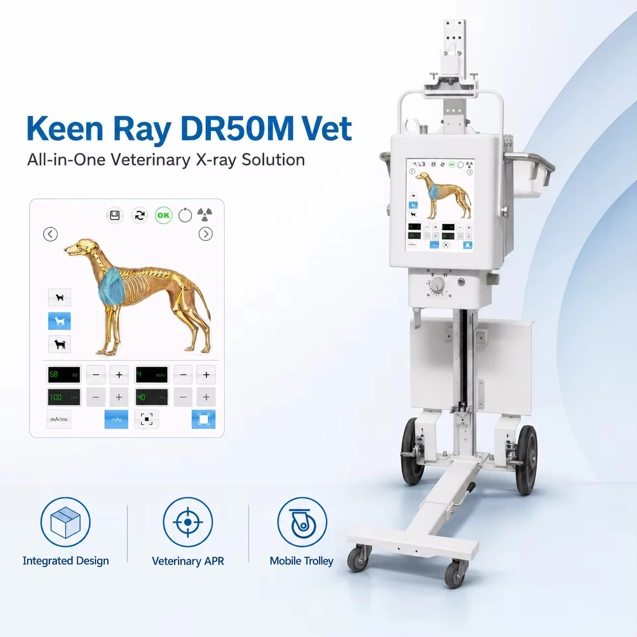 Portable veterinary animal X-ray equipment: high-resolution imaging for use in veterinary clinics, hospitals, and veterinary app