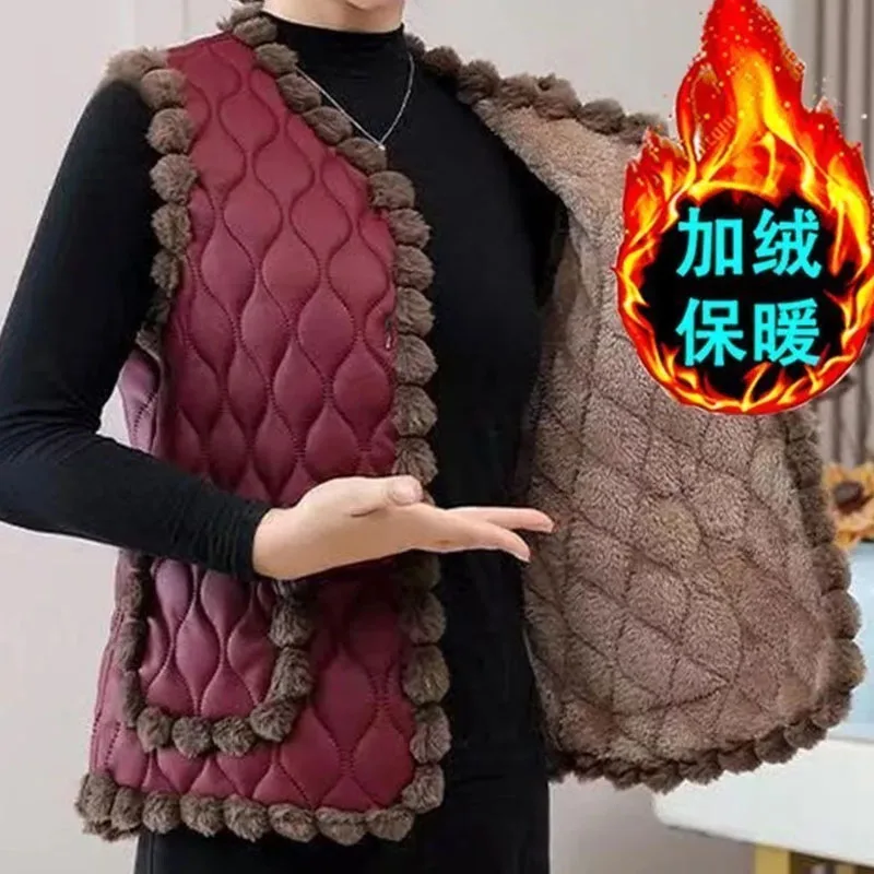 Female Large Size 5XL Waistcoat Coat Middle Aged Mother Sleeveless Jacket Ladies Patchwork Vest Outwear