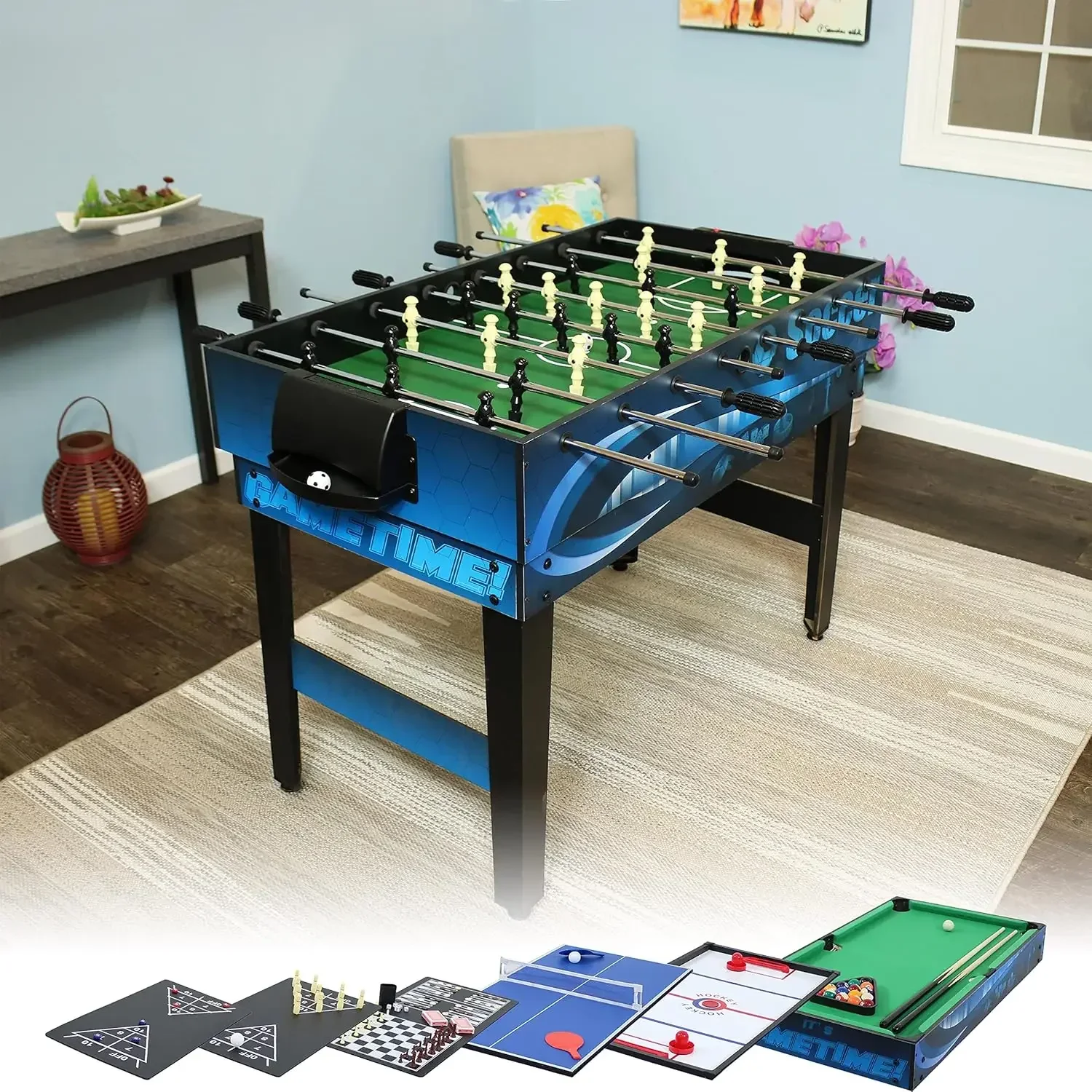 Game Table  Combination Multi-Game Table with Billiards  Push Hockey  Foosball   Ping Pong  and More