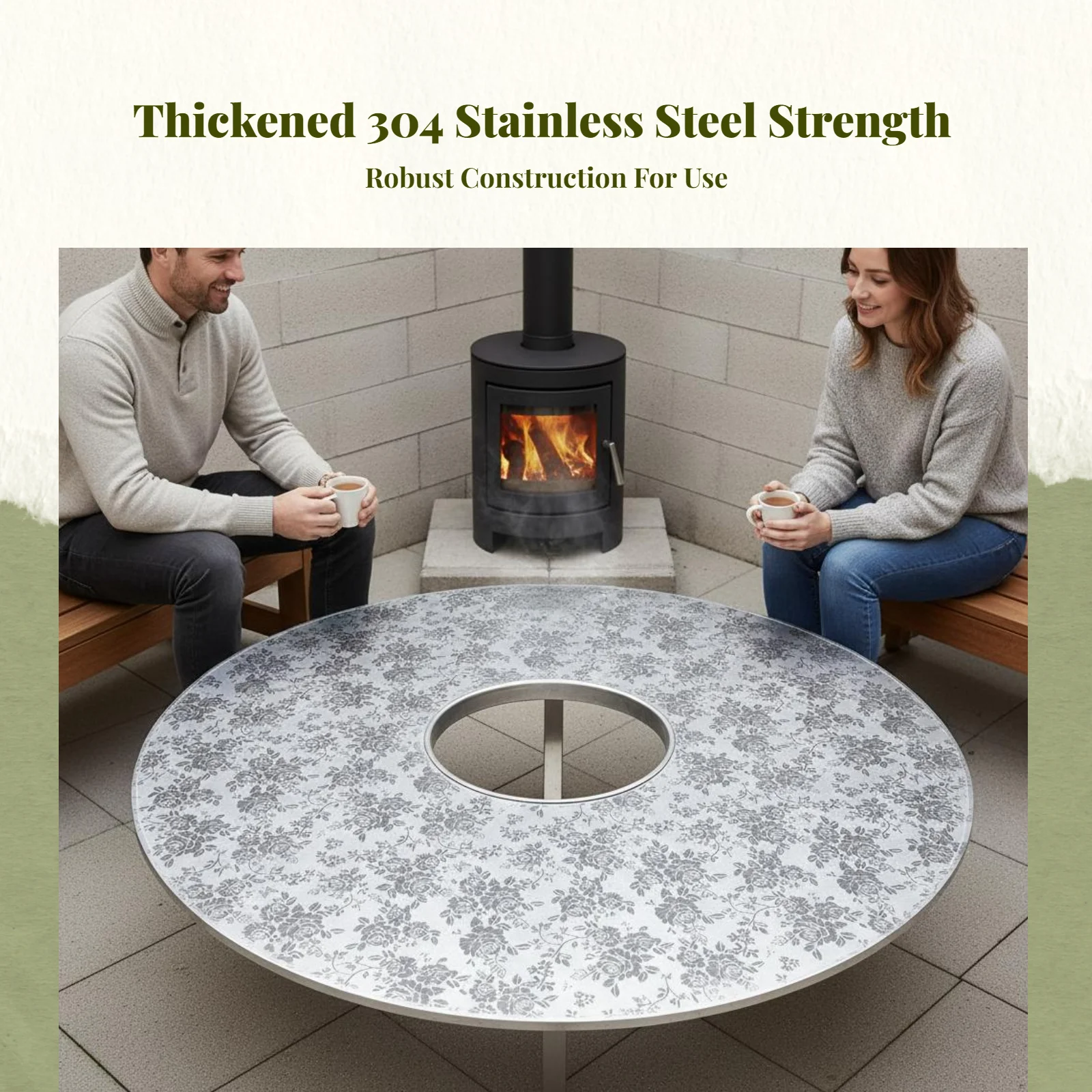 Chauffe-terrasse, acier inoxydable, chaleur réglable pour l'extérieur