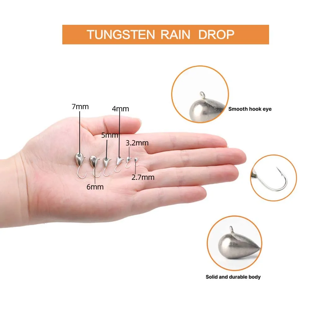 

Tear Drop & Ice Fishing Tungsten Jig with Japan Hook, Fishing Bait, Outdoor Fishing Hooks, 2.7mm/3.2mm/4.0mm/5.0mm/6.0mm/7.0mm
