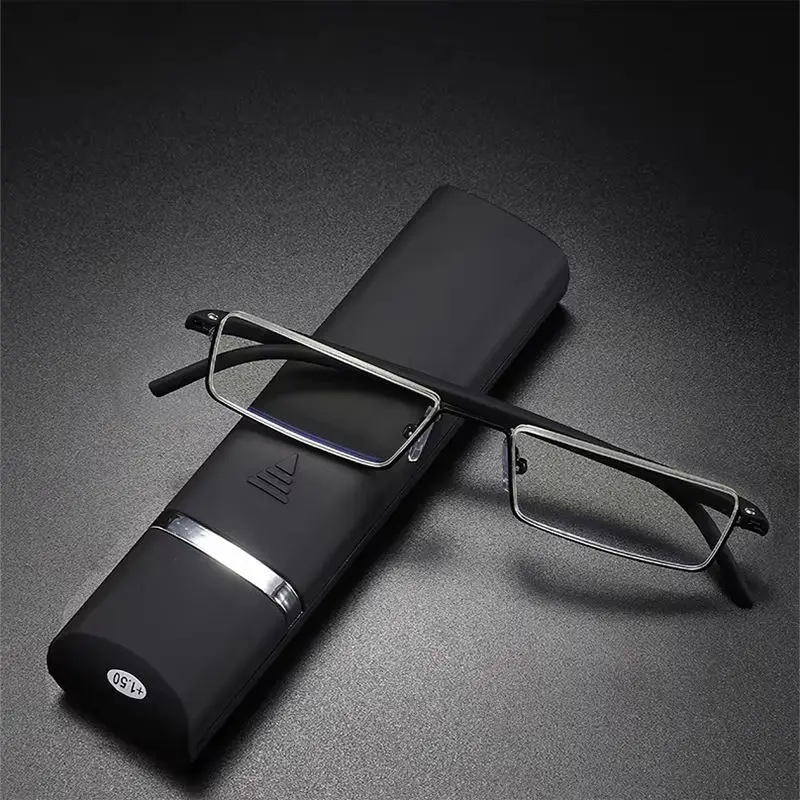Metal Metal Reading Glasse Anti-Blue Light Men Half Frame Prescription Eyeglasses Male Eyewear With Case +1.0 1.5 2.0 2.5 3.0 3.5 4.0 - Aliexpress Deal