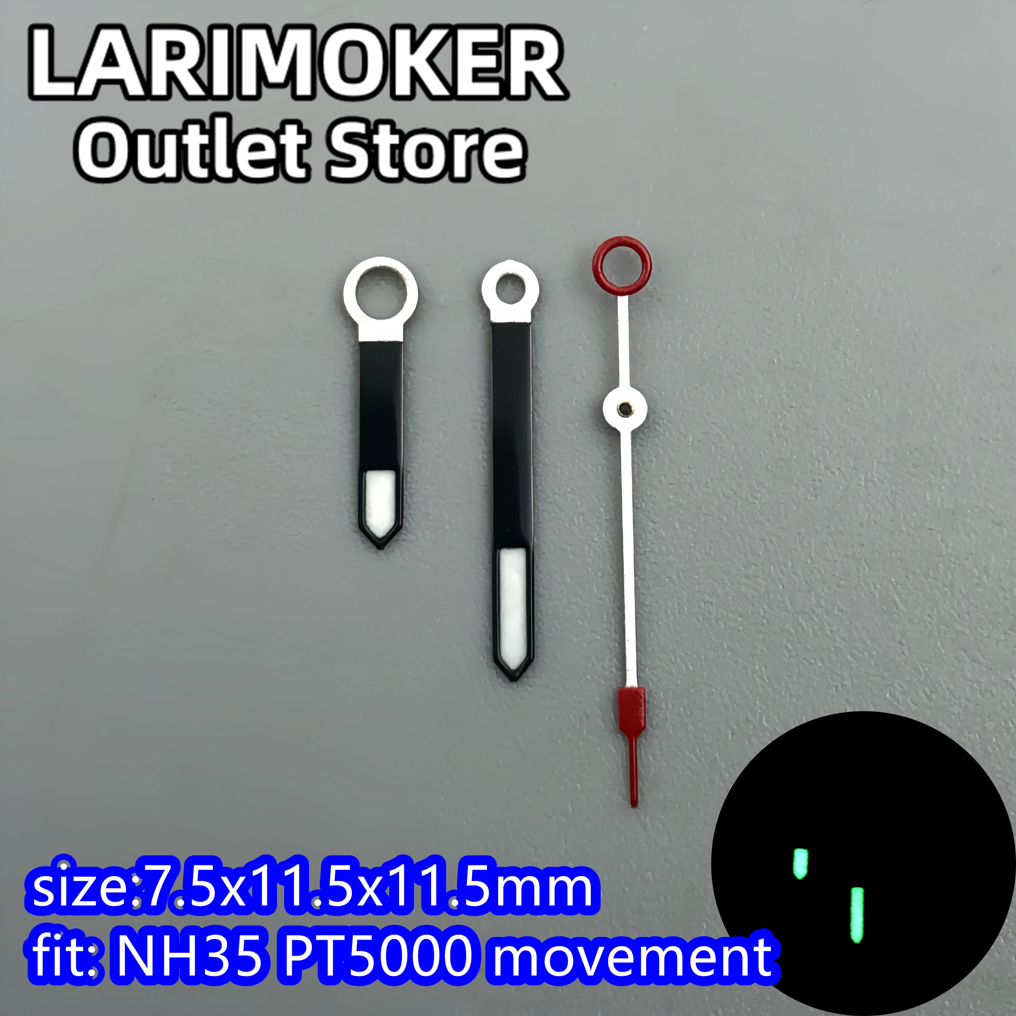 

LAMIROKER Black new Watch Needles fit NH35 PT5000 movement Luminous Watch hand Watch Accessories