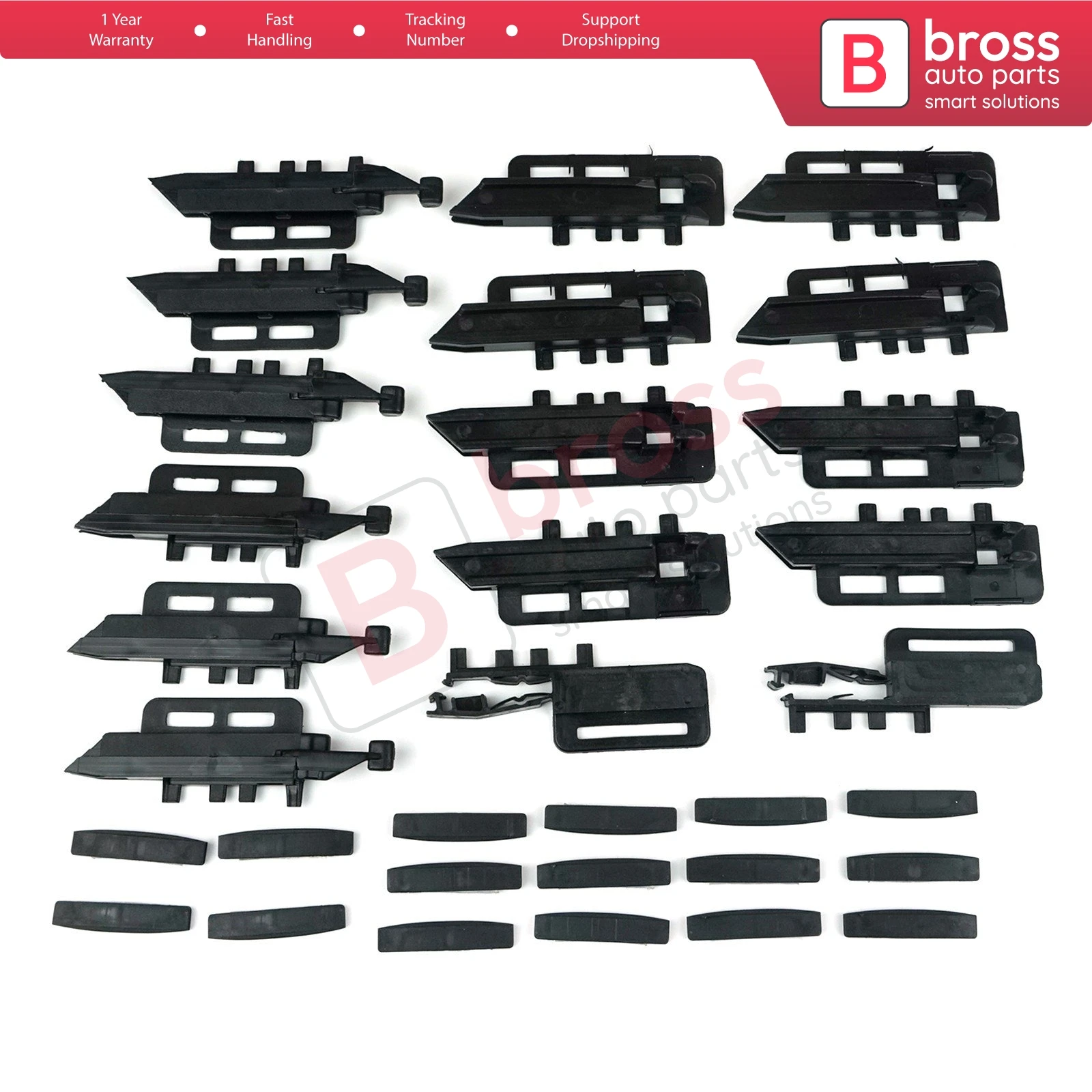 Bross BSR580 Panoramic Roof Sunroof Curtain Repair Fix 32 Pieces Set 83A05A, 8301 Q2, 00089087 For Peugeot 407 SW 2004–2011