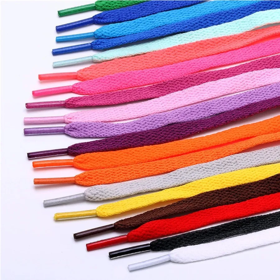 أربطة أحذية مسطحة للأحذية الرياضية، حلقة الركض، أوتار 2 Ps متعددة الأطوال والألوان #6