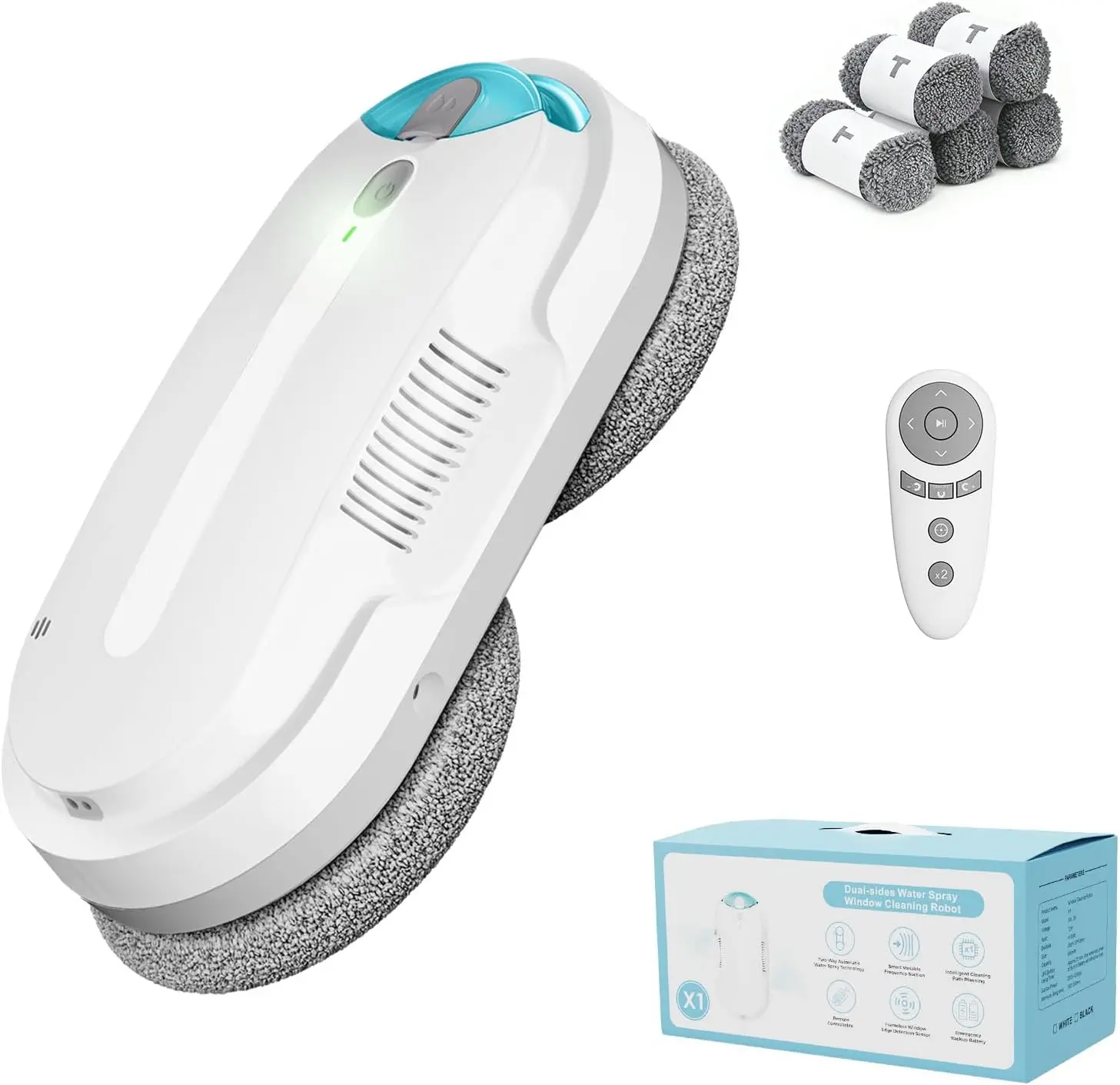 

Мощный робот для мытья окон с силой всасывания 2400-3200 Па, двойным распылением и функцией обнаружения края для стекол без разводов