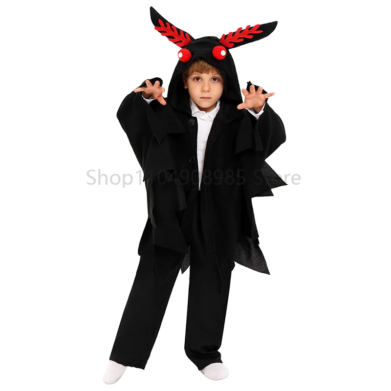 

2025 New Unisex Scary Black Monster suit Halloween Purim Carnival Outfit Children's Performance Cape Costume