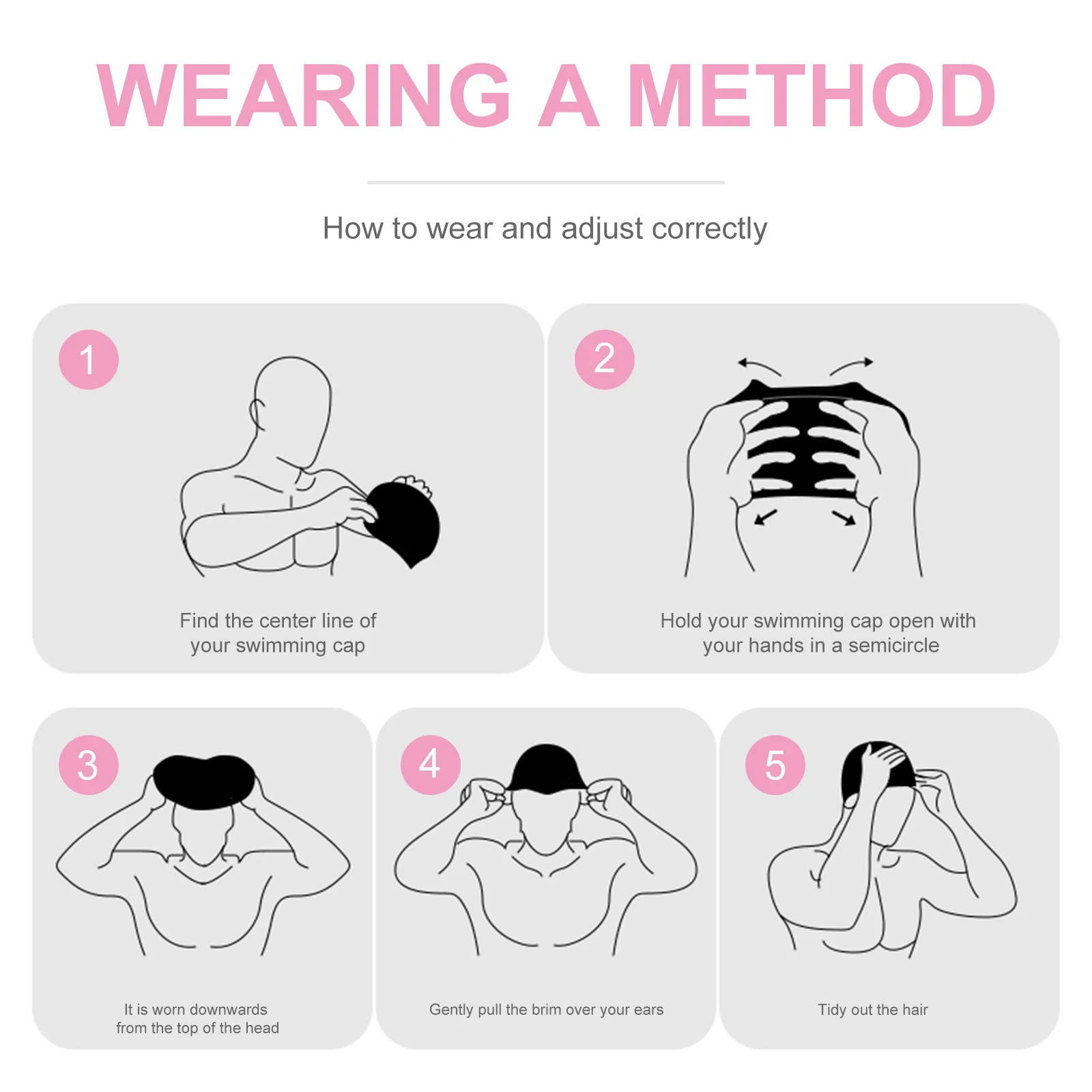 

Waterproof Swim Cap Bathing Caps Swimming for Women Toddler Swimmer Pink Adult Man