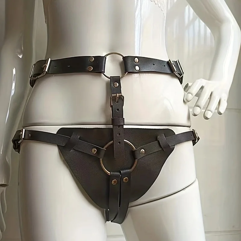 New Couple Flirting Alternative Erotic Costume Black Leather Sexy Waist Binding Panties Couple Sex