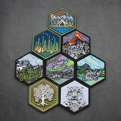 All-terrain Camp Embroidered Patch Hex Full Embroidered Morale armband Stars Sea Scenery Backpack Sticker with Hook Loop Patch