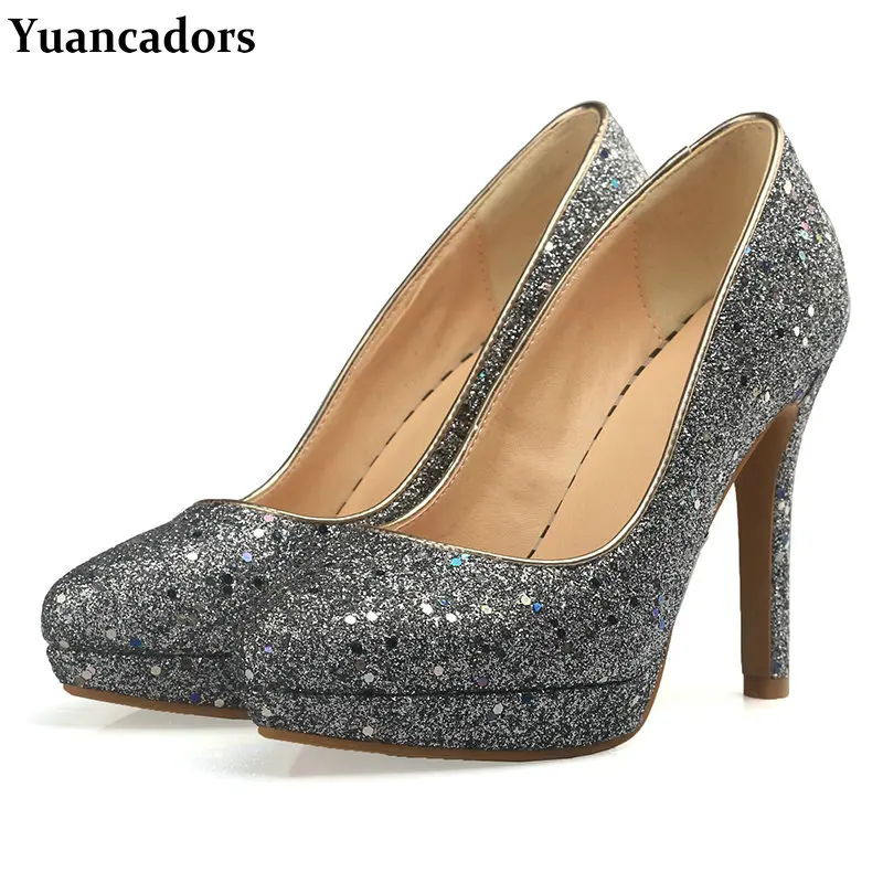 

Pointed Toe Navy Blue Green Silver Sequins Glitter Women Stiletto Shoes for Party Wedding Bling Shallow Thin High Heels Pumps