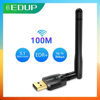 Edup-adaptador bluetooth 5.1 usb, 100m de longo alcance, dongle, receptor sem fio edr, transferência para pc e desktop