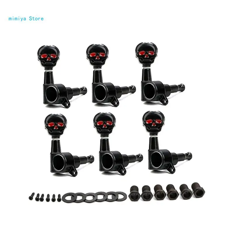 

pipi 6Pcs Guitar Tuner Pegs Skull Button Tuning Pegs Keys Tuner Machine Heads Knobs Tunings Key Acoustics Guitar Tuner