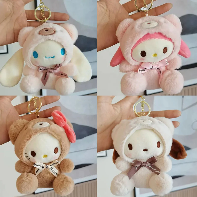 

Плюшевый брелок Sanrio 12 см для детей: Hello Kitty, Куроми, мультяшные персонажи, украшение для рюкзака, подарки для детей, игрушка