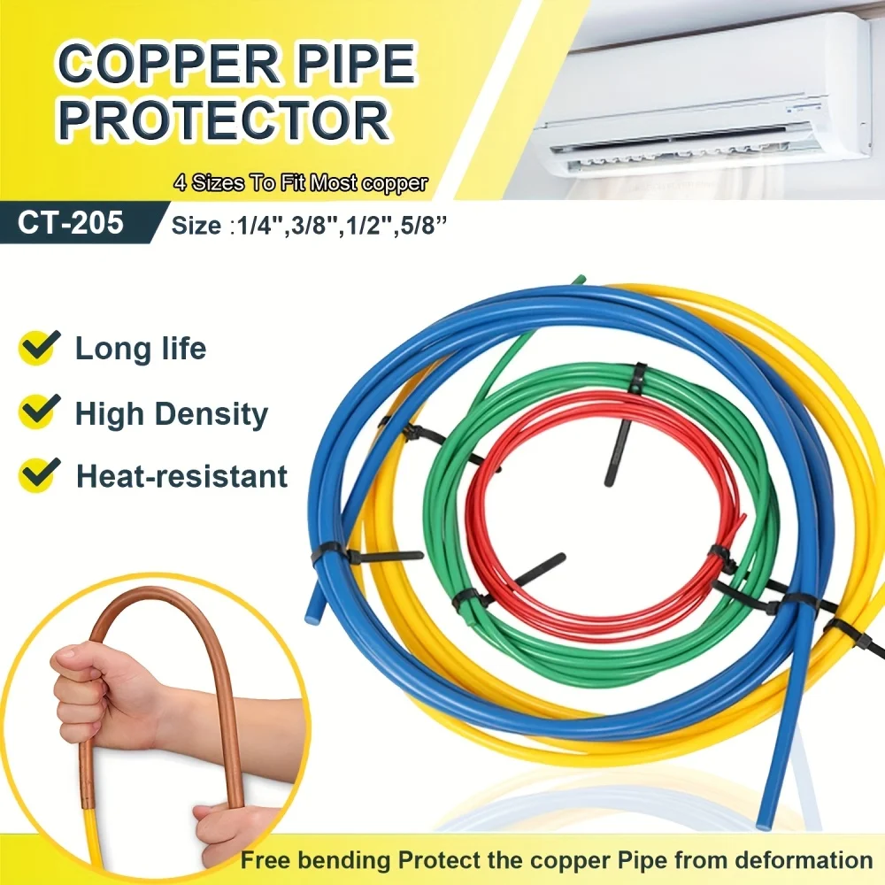 4PCS Built-in Copper Tube Bending Strip Air Conditioning Pipe Bender Kit HVAC Tool Refrigeration Plumbing Spring Tube Bender Set