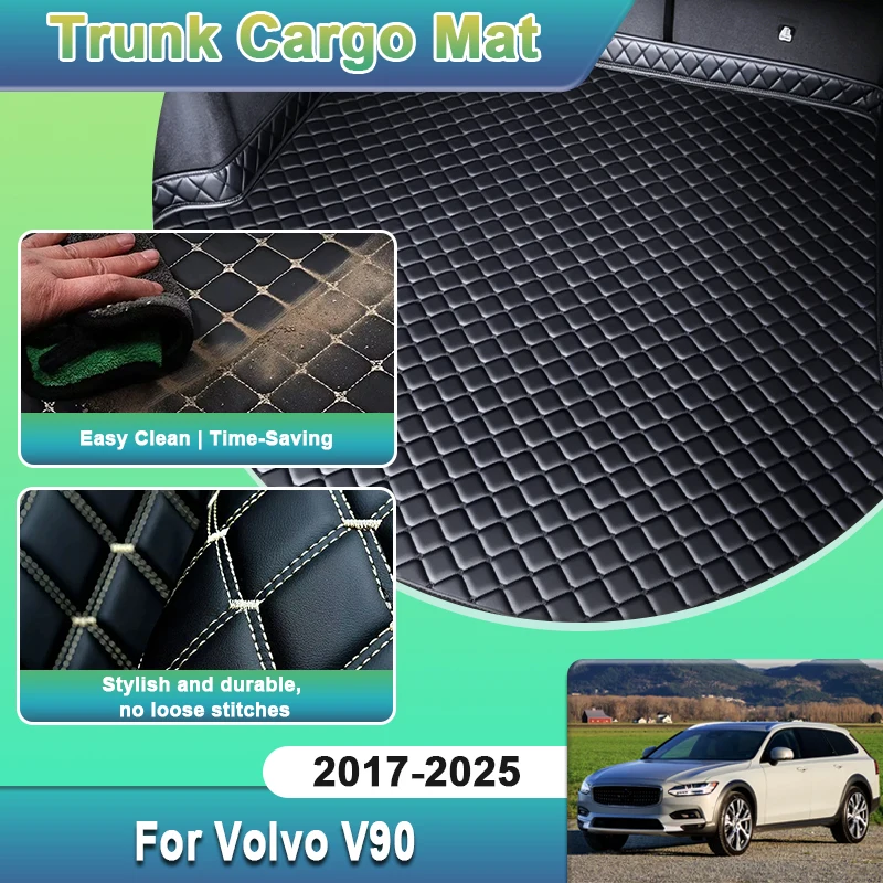 Car Trunk Pads For Volvo V90 Body Kit 2017-2025 Anti Dirty Full Coverage Luggage Tray Cargo Liner Easy Clean Auto Accessories