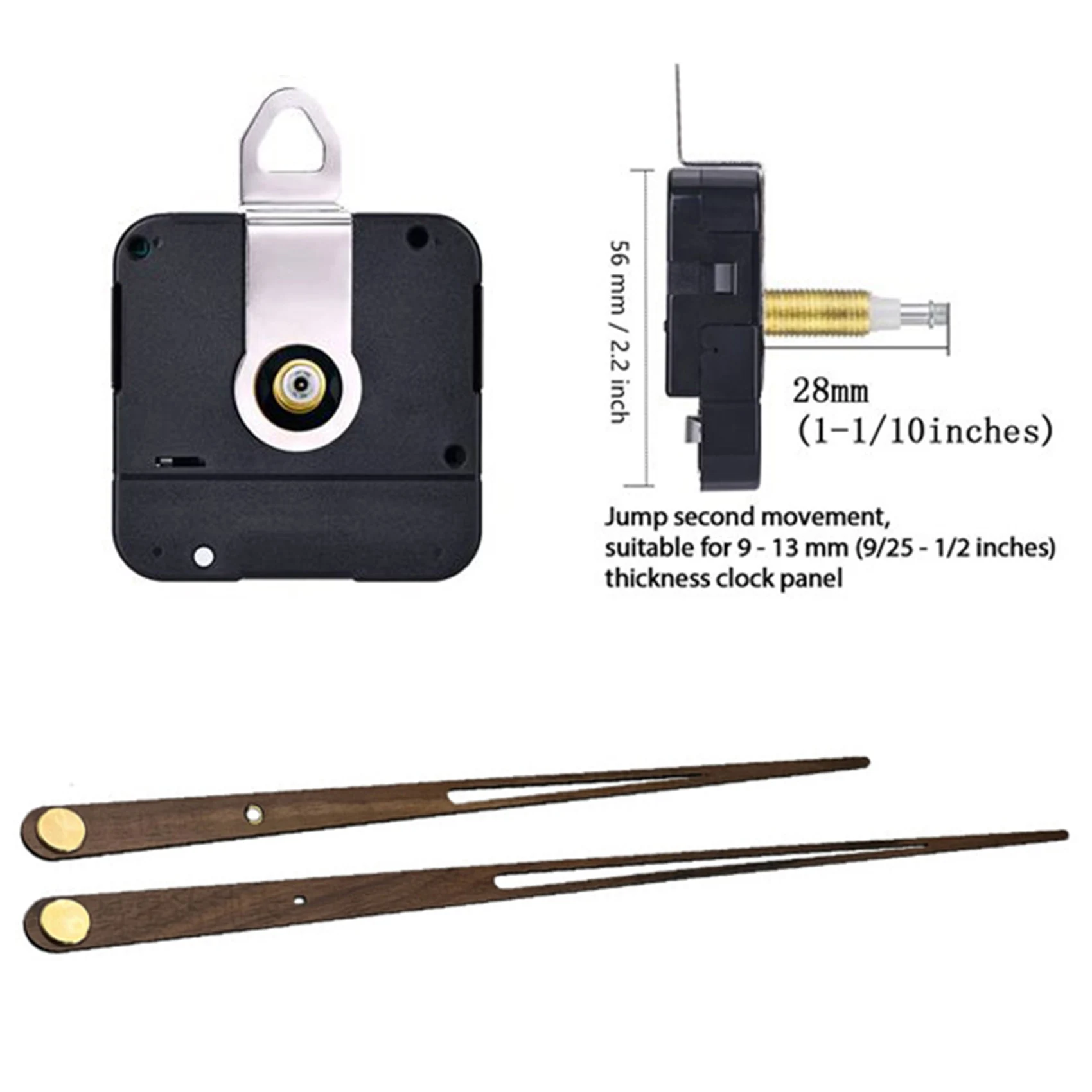 Premium-High Torque Clock Movement Mechanism Large Wall Quartz Clock Long Hands Walnut Wood DIY Repair Parts Replacement 28mm