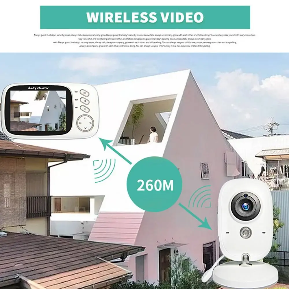 3.5 Inch Wireless Video Baby Monitor Temperature Monitoring Auto Night Vision Baby Nanny Security Camera High Definition