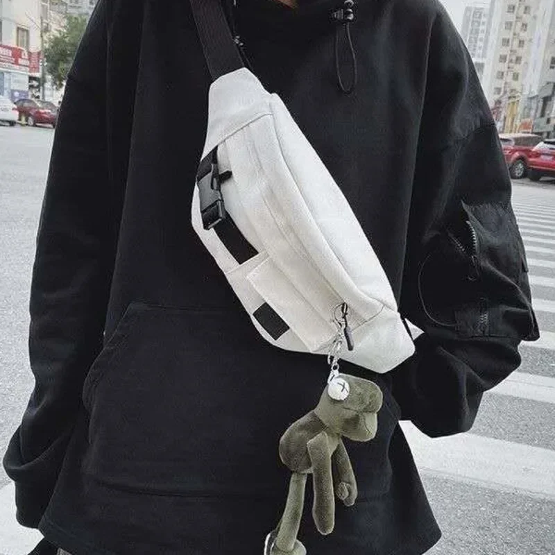 2023 Techwear Harajuku Canvas Cross Waist Belt Phone Banana Bag Fanny Pack For Women Banane Sac Pochete Chest Bolsos