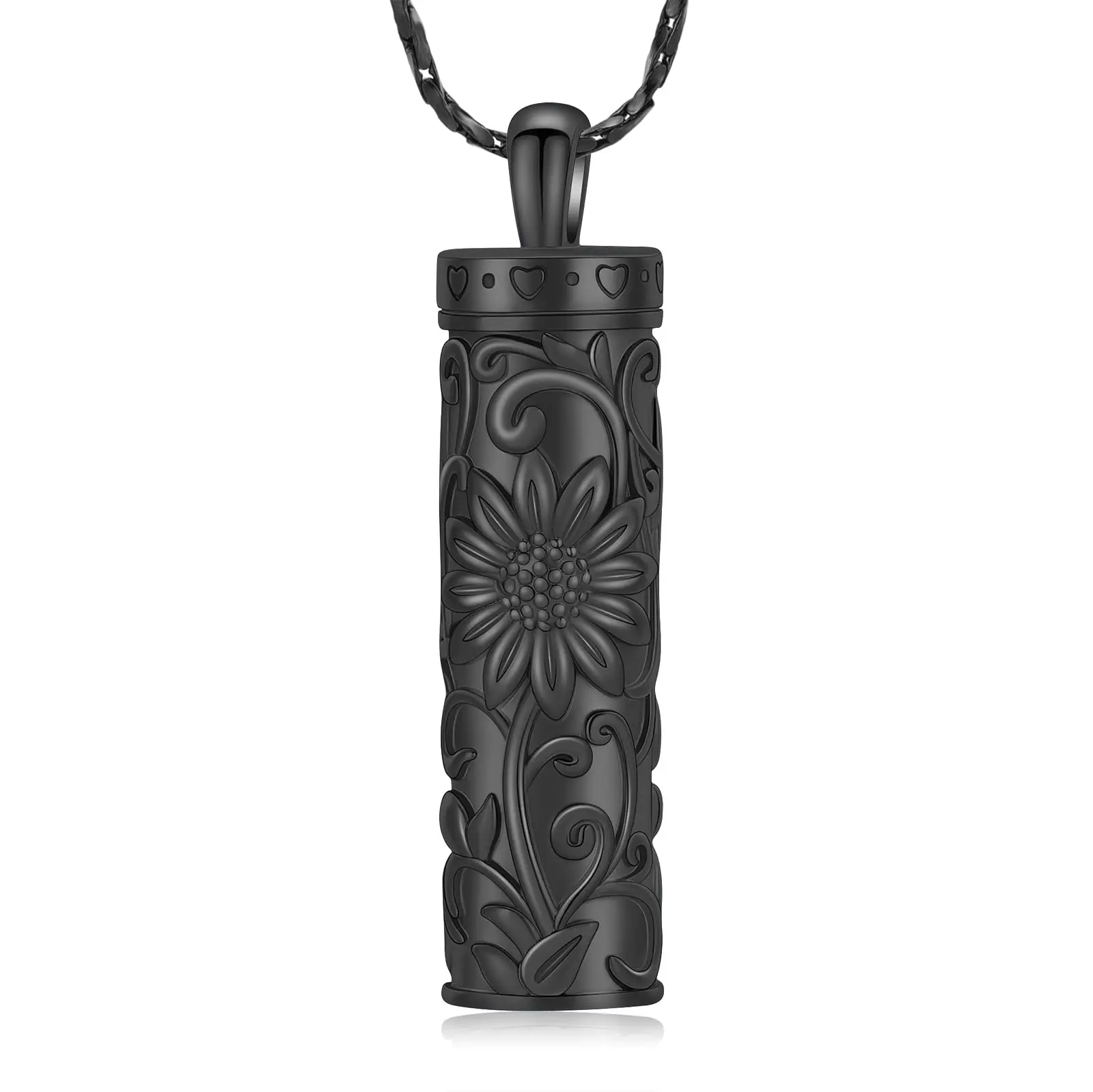 Sunflower Cylinder Cremation Jewelry Urn Ashes Necklace for Women Men Memorial Ashes Holder Keepsake Necklace of Loved One